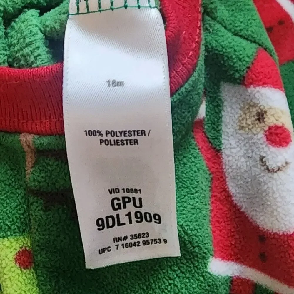 Carter's Infant Sleepwear Christmas Full Zip Fleece Footed Pajamas 18 Months 18M